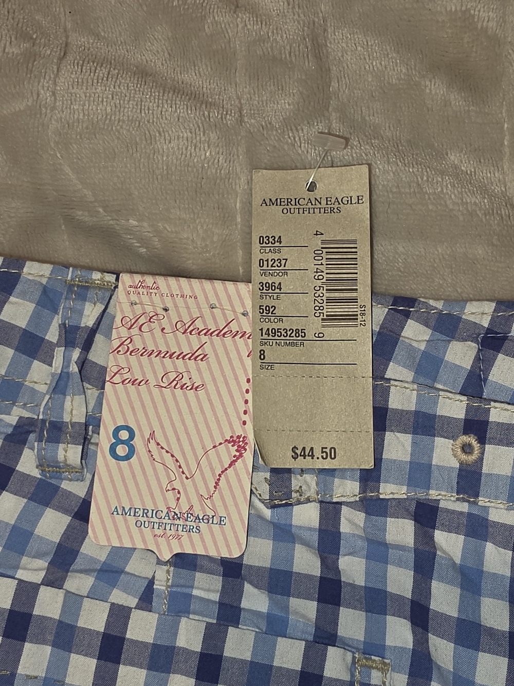 American Eagle Outfitters Blue Check Bermuda Shorts - Low Rise